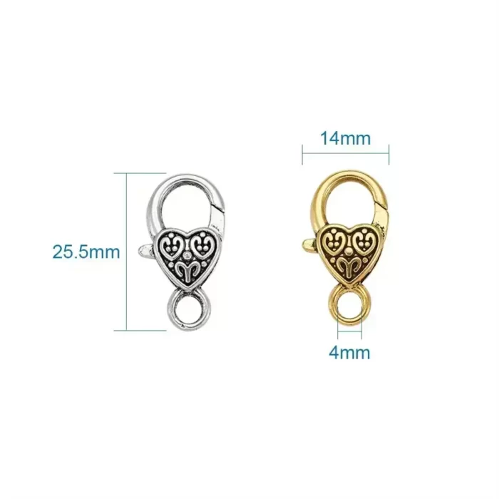 Lobster Claw Clasps Heart-Shape Box of 40 Clasps 25.5 x 14mm 4 colors, 10pcs/Color - Image 4