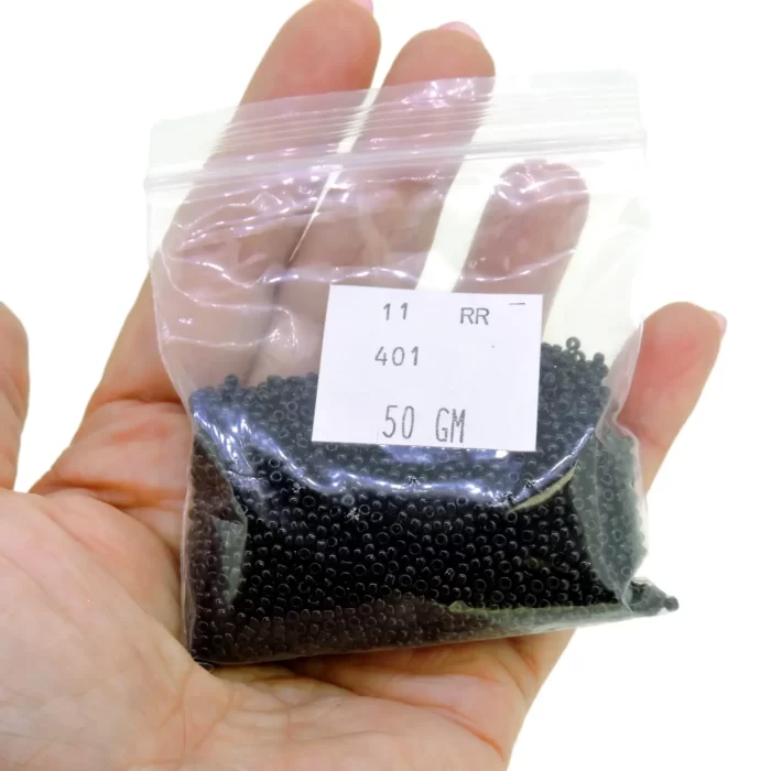 Miyuki Round Seed Beads Size 11/0 50GM Bulk Opaque Jet Black - Image 3