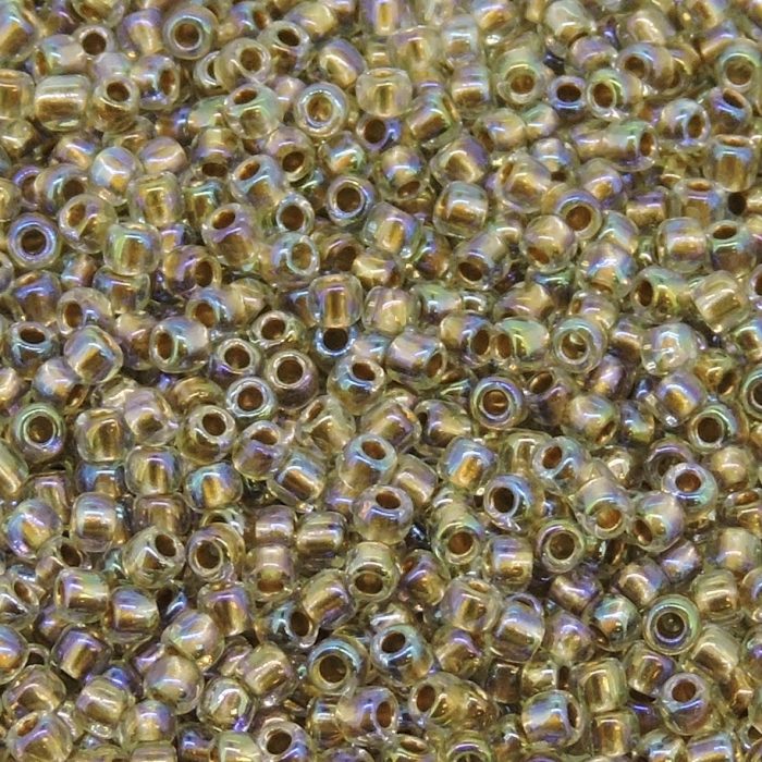 Toho Seed Beads Round Size 11/0 28GM Gold Lined Crystal Rainbow 11-994 - Image 3