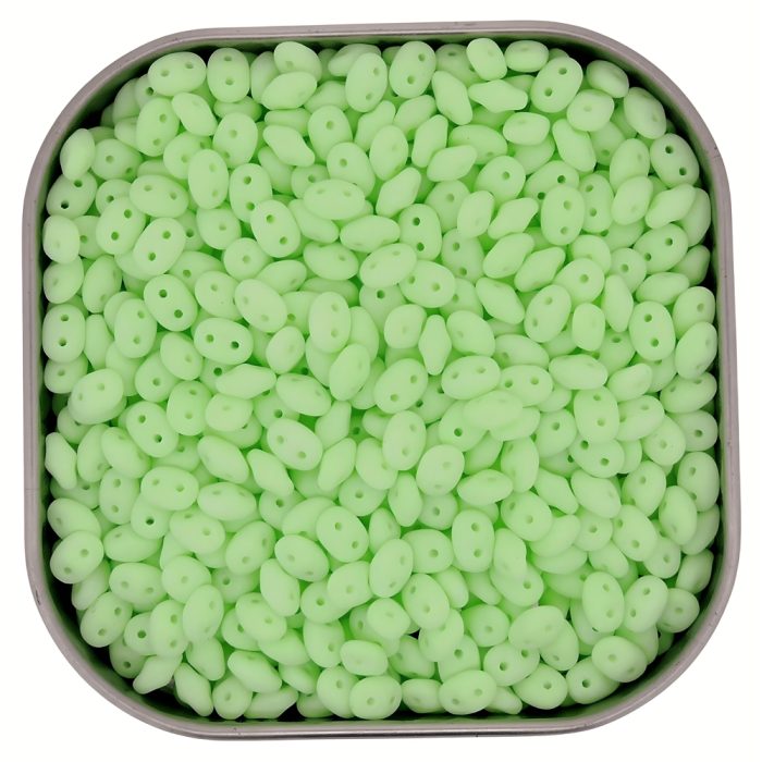 SuperDuo Beads Two-hole 5x2.5mm Bondeli Mattte Lime 22.5GM - Image 4