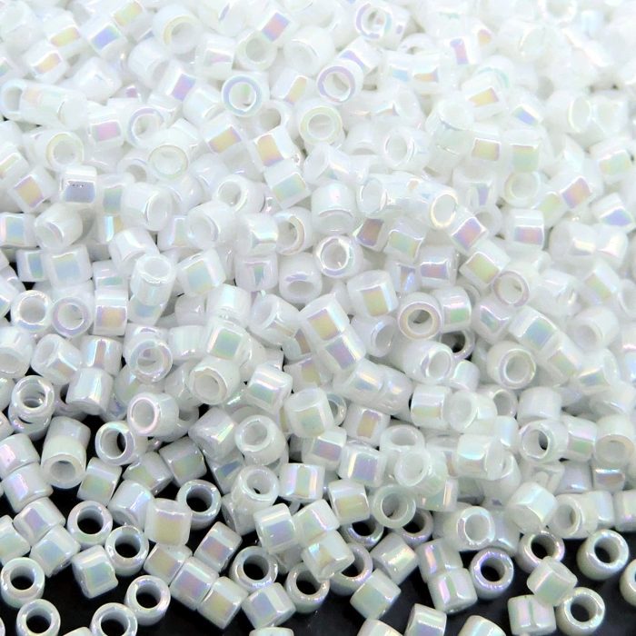 DB202 Miyuki Delica Seed Beads 11/0 Opaque White AB BULK 50GM - Image 2