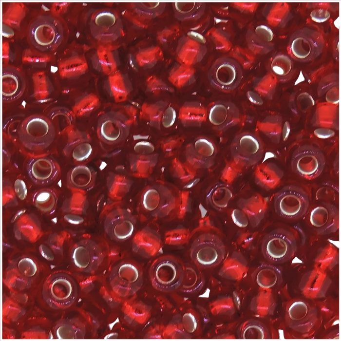 Miyuki Round Seed Beads 6/0 Silver Lined Ruby Red BULK 50GM 6-141S