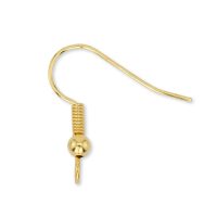 Beadalon Ear Wires, Ball & Spring, Gold Plated, 16 pcs