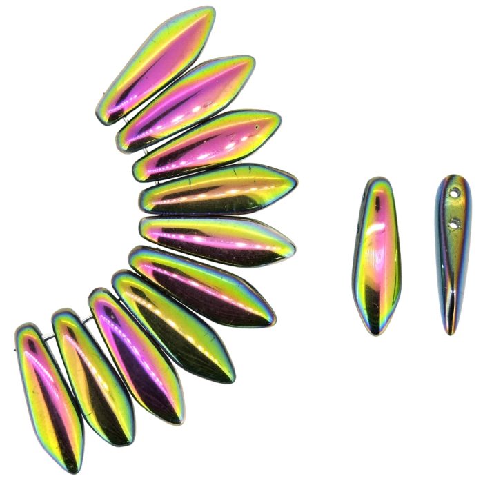 Dagger Beads 2-Hole 5x16mm Crystal Full Vitrail 25pcs
