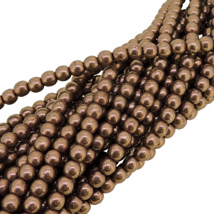 Czech Round Druk Beads 4mm - Sueded Gold Ashrose 100pcs