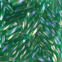 Miyuki Twisted Bugle Beads 2.7x12mm Tr Green AB 16GM
